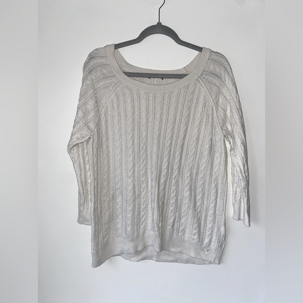 American Eagle Outfitters Cream Cable Knit Pullover Sweater